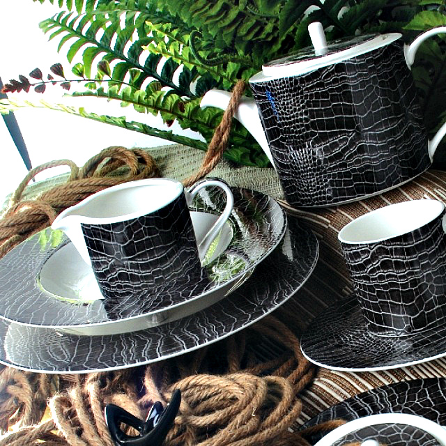 Набор чайных пар Royal Fine China Саби черный на 6 персон (12 предметов) .