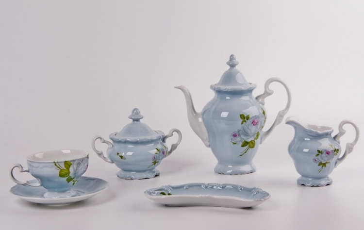 Чайный сервиз Weimar Porzellan Алвин голубой на 6 персон (16 предметов)
