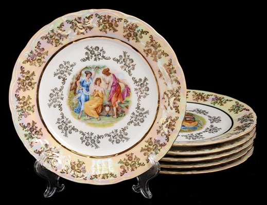 Набор тарелок Bavarian Porcelain Мадонна зеленая 19см 6шт