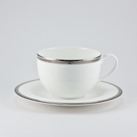 Набор чайных пар Royal Bonе China Серебрянная вышивка на 6 персон (12 предметов)
