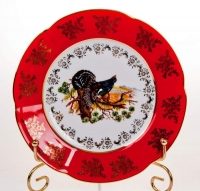 Набор тарелок Bavarian Porcelain Мария - Охота красная 19см 6шт