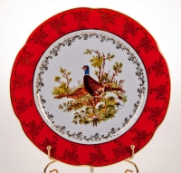 Набор глубоких тарелок Bavarian Porcelain Мария - Охота красная 23см 6шт