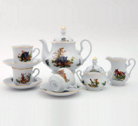 Чайный сервиз с животными Leander - Мэри-Энн, декор 0363 (Охота) на 6 персон (15 предметов) 31906