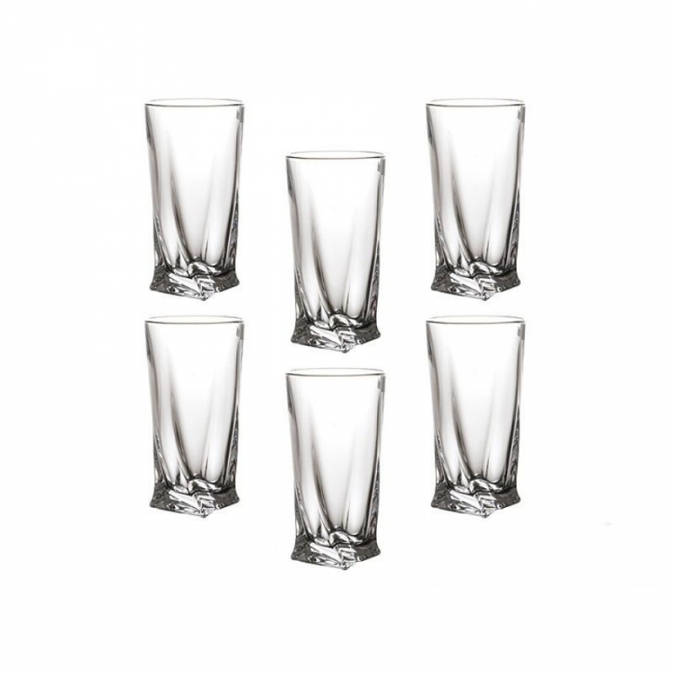 Набор стаканов для воды Crystalite Bohemia Квадро прозрачный 350мл 6шт