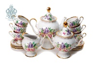 Чайный сервиз с розовыми цветами Мануфактуры Гарднеръ в Вербилках Татьяна Елена на 6 персон (15 предметов)