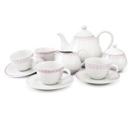 Чайный сервиз Leander - HYGGELINE, декор 327A Розовые узоры на 4 персоны (11 предметов)