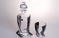 Набор стаканов (черный) Crystalite Bohemia Квадро декоративный на 6 персон (7 предметов)