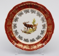 Набор тарелок Bavarian Porcelain Охота красная 24см 6шт