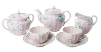 Чайный сервиз с розовыми цветами Мануфактуры Гарднеръ в Вербилках Ампир Невеста на 6 персон (15 предметов)