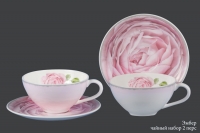 Набор для чая с розовыми цветами  Hankook Chinaware Эмбер на 2 персоны (4 предмета)