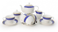 Чайный сервиз АККУ Аружан на 6 персон (15 предметов) ярко-синий