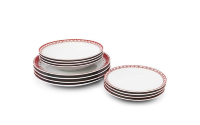 Набор тарелок (красный) 12шт Leander HYGGELINE, декор 327D Красные узоры