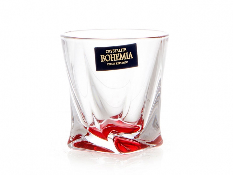 Набор стаканов Crystalite Bohemia Квадро Красные 55мл 6шт