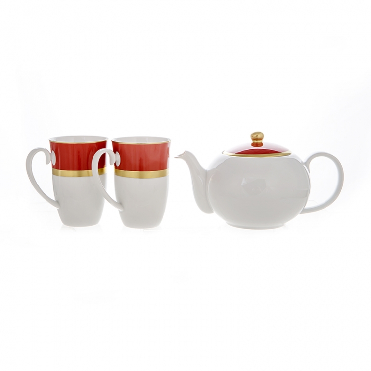 Набор для чая Weimar Porzellan Веймар на 2 персоны (3 предмета) красный