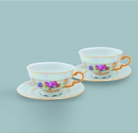 Набор для чая с розовыми цветами Leander Соната 0656 на 2 персоны (4 предмета)