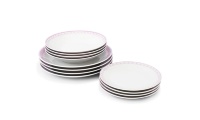 Набор тарелок 12шт Leander HYGGELINE, декор 327А Розовые узоры