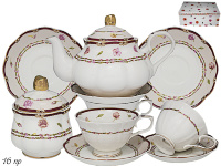 Чайный сервиз с розовыми цветами Lenardi серия 105 на 6 персон (16 предметов)