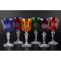 Оригинальный набор бокалов для вина Bohemia Цветной хрусталь 170мл 6шт