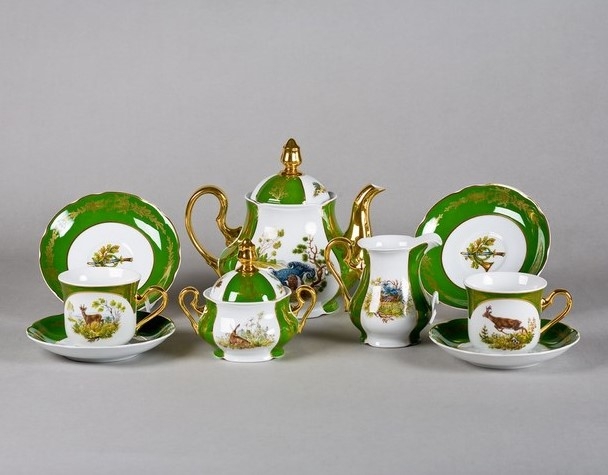 Чайный сервиз Leander - Мэри-Энн, декор 0763 (Царская охота) на 12 персон (27 предметов) 31919
