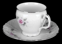Набор для чая Bernadotte - Роза серая платина 5396021 чашка 160мл+блюдце на 6 персон 12 предметов высокие 53919