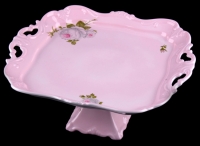 Блюдо Weimar Porzellan Алвин розовый 30см квадратное на ножке
