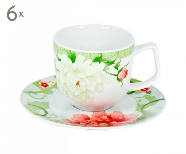 Набор чайных пар Royal Porcelain Maxadura Ботаникал зеленый на 6 персон (12 предметов)
