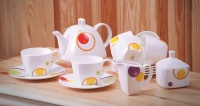 Чайный сервиз с квадратными тарелками АККУ Круги на 6 персон (15 предметов)