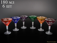 Набор бокалов для мартини Bohemia Цветной хрусталь 6шт 180мл 