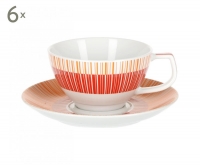 Набор чайных пар Royal Porcelain Страйп Маниа красный на 6 персон (12 предметов)