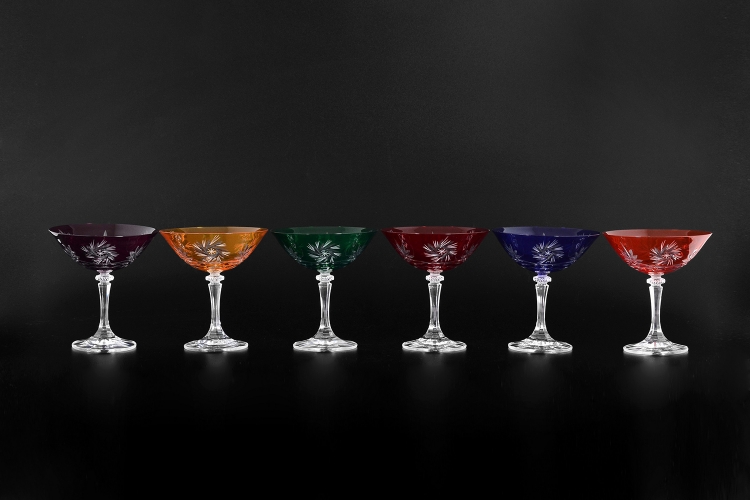 Набор бокалов для мартини Bohemia Цветной хрусталь 200мл 6шт