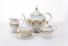 Чайный сервиз Bavarian Porcelain Александрия Голд/белый на 6 персон (15 предметов)