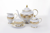 Чайный сервиз Bavarian Porcelain Александрия Голд/белый на 6 персон (15 предметов)