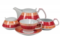 Чайный сервиз Royal Porcelain Страйп Маниа красный на 6 персон (17 предметов)