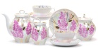 Чайный сервиз Дулево Белый лебедь Розовая сирень на 6 персон (15 предметов)