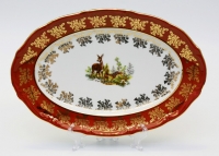 Блюдо Bavarian Porcelain Охота красная 33см овальное