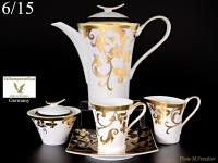 Чайный сервиз с квадратными тарелками Falkenporzellan Tosca Black Gold на 6 персон (17 предметов)