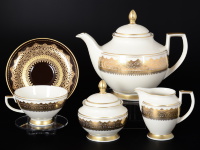 Чайный сервиз Falkenporzellan Agadir Brown Gold на 6 персон (9 предметов)