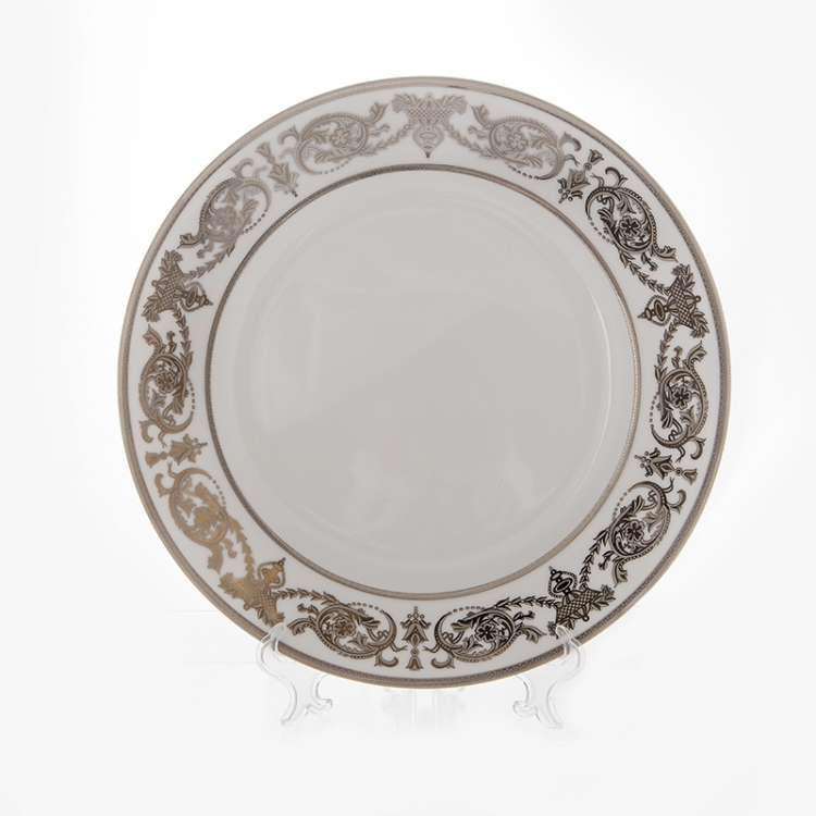Блюдо Bavarian Porcelain Александрия Платин/белый 32см круглое