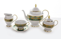 Сервиз чайный Bavarian Porcelain Александрия Бирюза/зол на 6 персон (15 предметов)