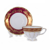 Набор чайных пар Bavarian Porcelain Барокко Красный на 6 персон (25 предметов)
