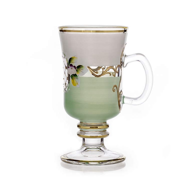 Набор стаканов для чая Bohemia Лепка белая зеленая 6шт