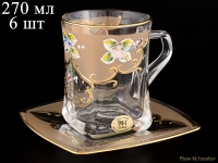 Набор для чая Bohemia Серия U-R на 6 персон (12 предметов) 270мл (золотой)