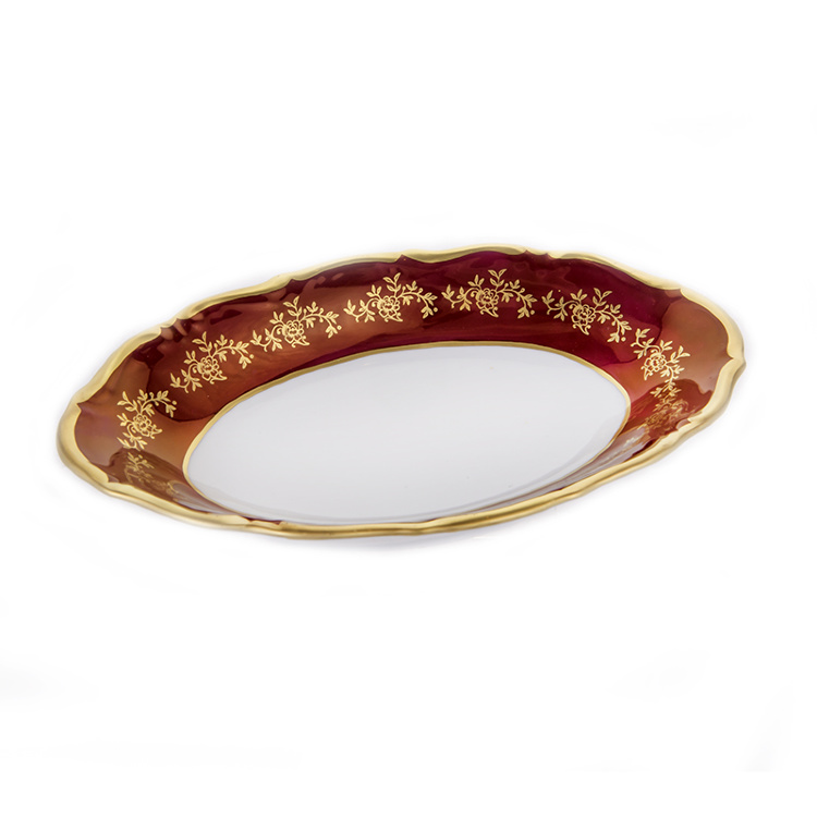 Селедочница Bavarian Porcelain Барокко Красный 24см