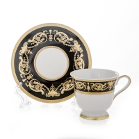 Набор для кофе Bavarian Porcelain Александрия Блэк/зол на 6 персон (12 предметов)