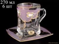 Набор для чая Bohemia Серия U-R на 6 персон (12 предметов) 270мл (розовый)