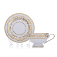Набор для чая  Bavarian Porcelain Александрия Голд/белый на 6 персон (12 предметов)