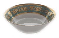 Набор салатников Bavarian Porcelain Александрия Бирюза/зол 13см 6шт