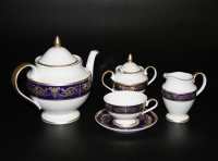 Чайный сервиз Bavarian Porcelain Александрия Кобальт/зол на 6 персон (15 предметов)
