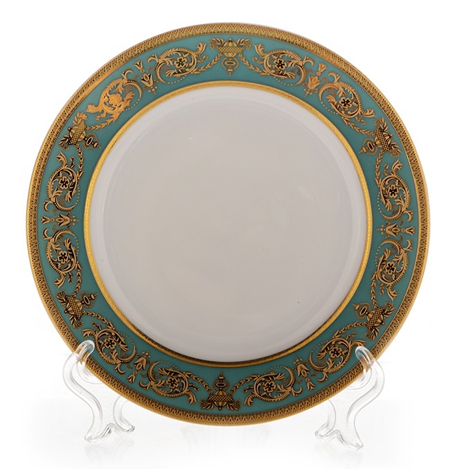 Набор тарелок Bavarian Porcelain Александрия Бирюза/зол 27см 6шт