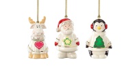 Набор новогодних украшений Lenox Дед Мороз, Пингвин, Олень 8см 3шт